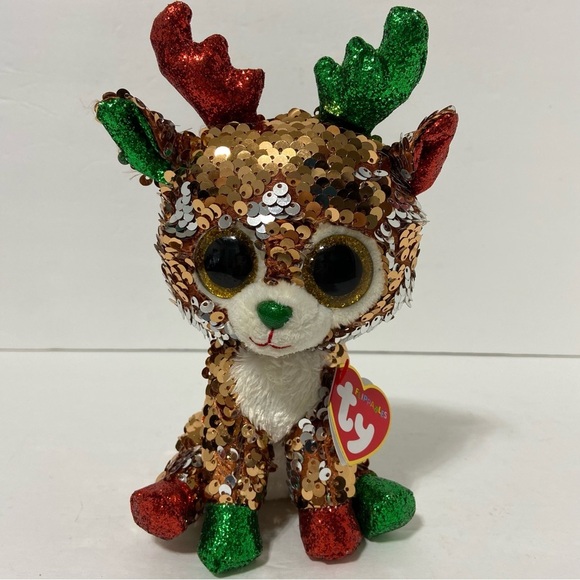 TY Flippables Christmas Red Green Sequin Tegan NWT - Picture 1 of 5